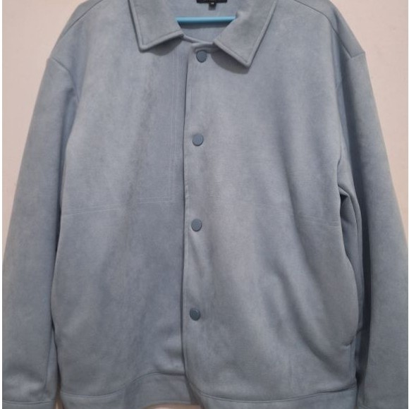 SIGNORE Minimal Suede Button/Suede Snap Button Jacket Limited Skyblue Ukuran M