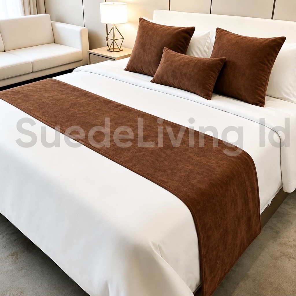 Bed Runner Suede Premium Hotel Elegan Dekorasi Kasur Set Bantal & Sarung 35x35 cm