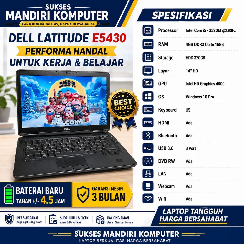 Dell Latitude E6430s | Core i5 gen 3 | Ram 4GB | HDD 320GB