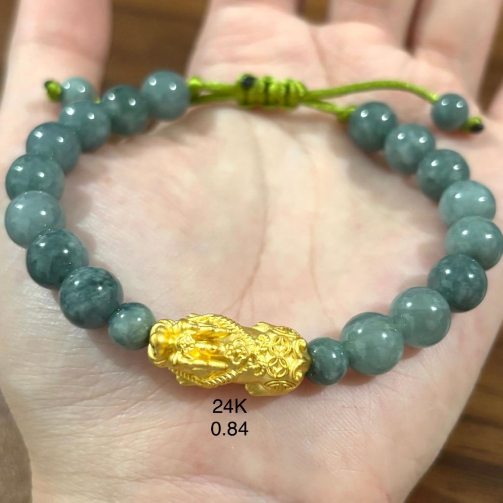Gelang Batu Giok asli Liontin Pi Xiu jilin naga Emas asli Emas hongkong