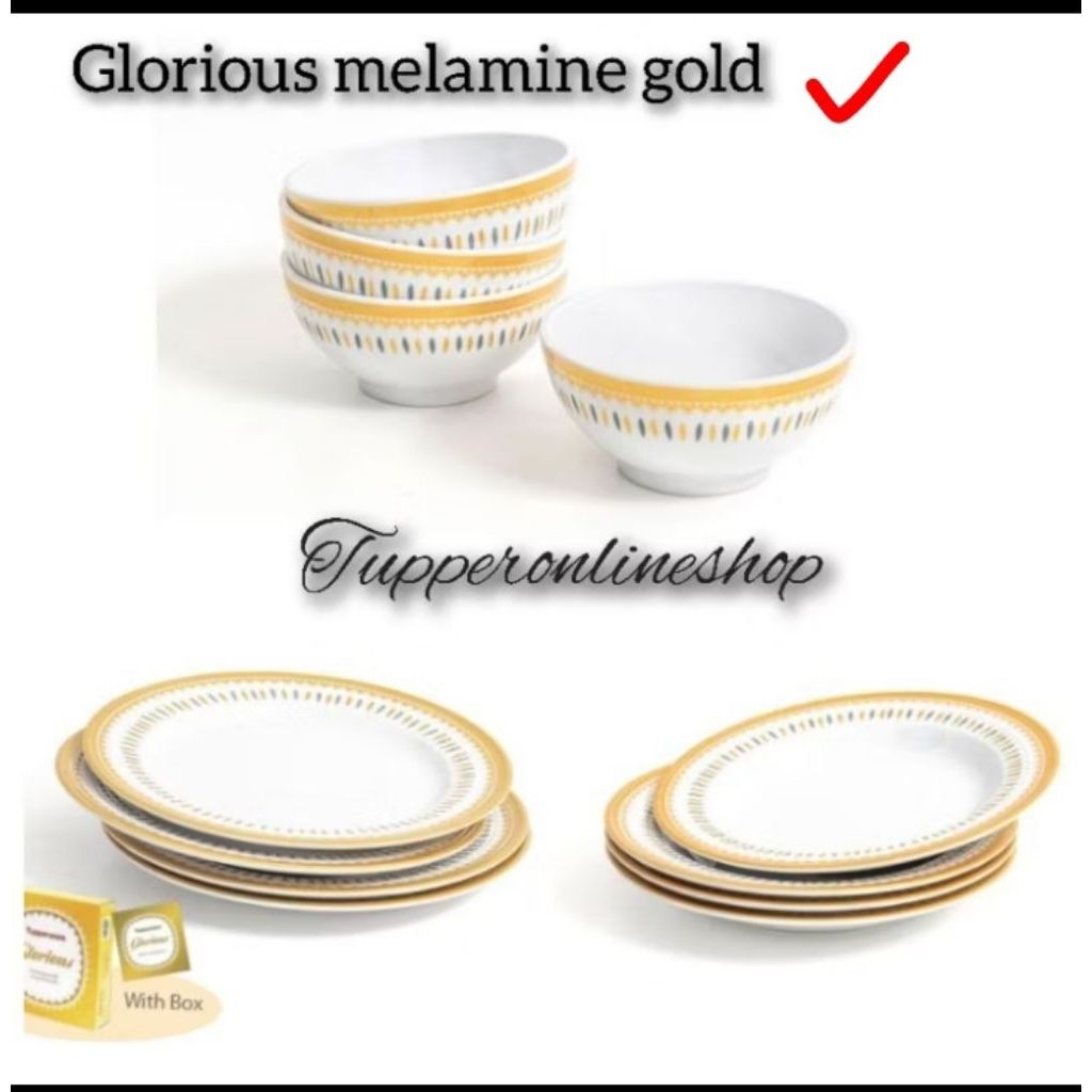 glorious melamine gold tupperware piring dan mangkok tupperware