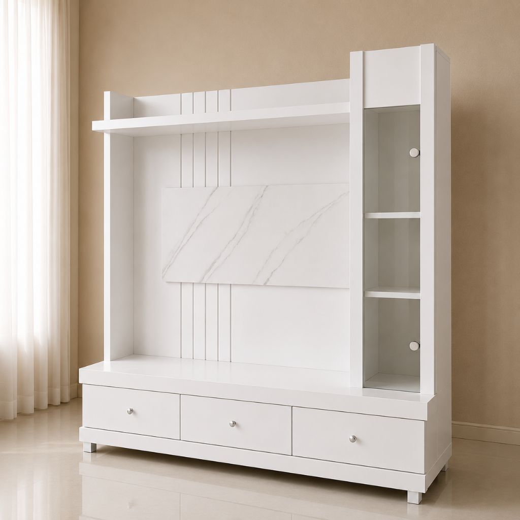 lemari tv partisi minimalis backdrop