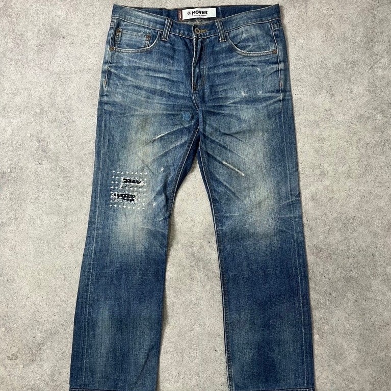 MOVER sashiko distressed jeans