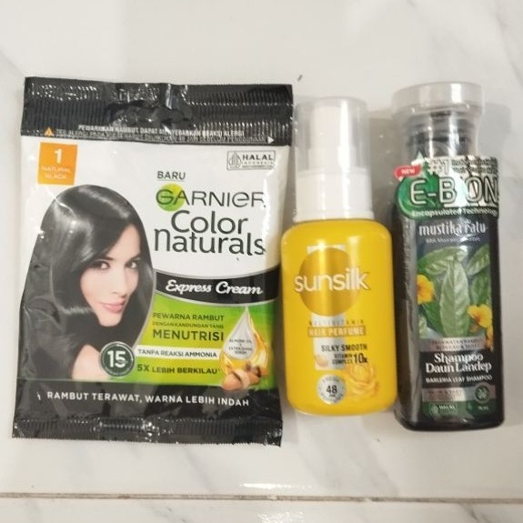 Harga bundling -Hair color garnier, hair parfume dan shampoo