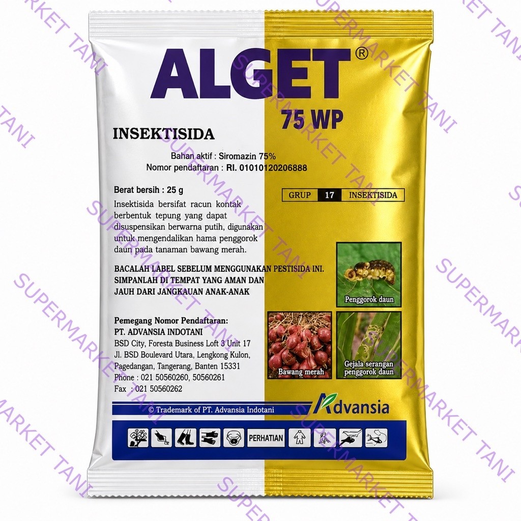 ALGET 75 WP Insektisida Bahan Aktif Siromazin 75% 25 g untuk Bawang Merah