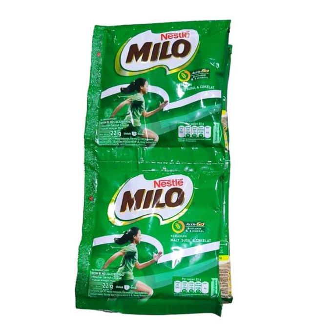 1 Renceng Nestle Milo Sachet 20Gr, Minuman Coklat Instan Bebas Kafein - Bubuk, Chocolate
