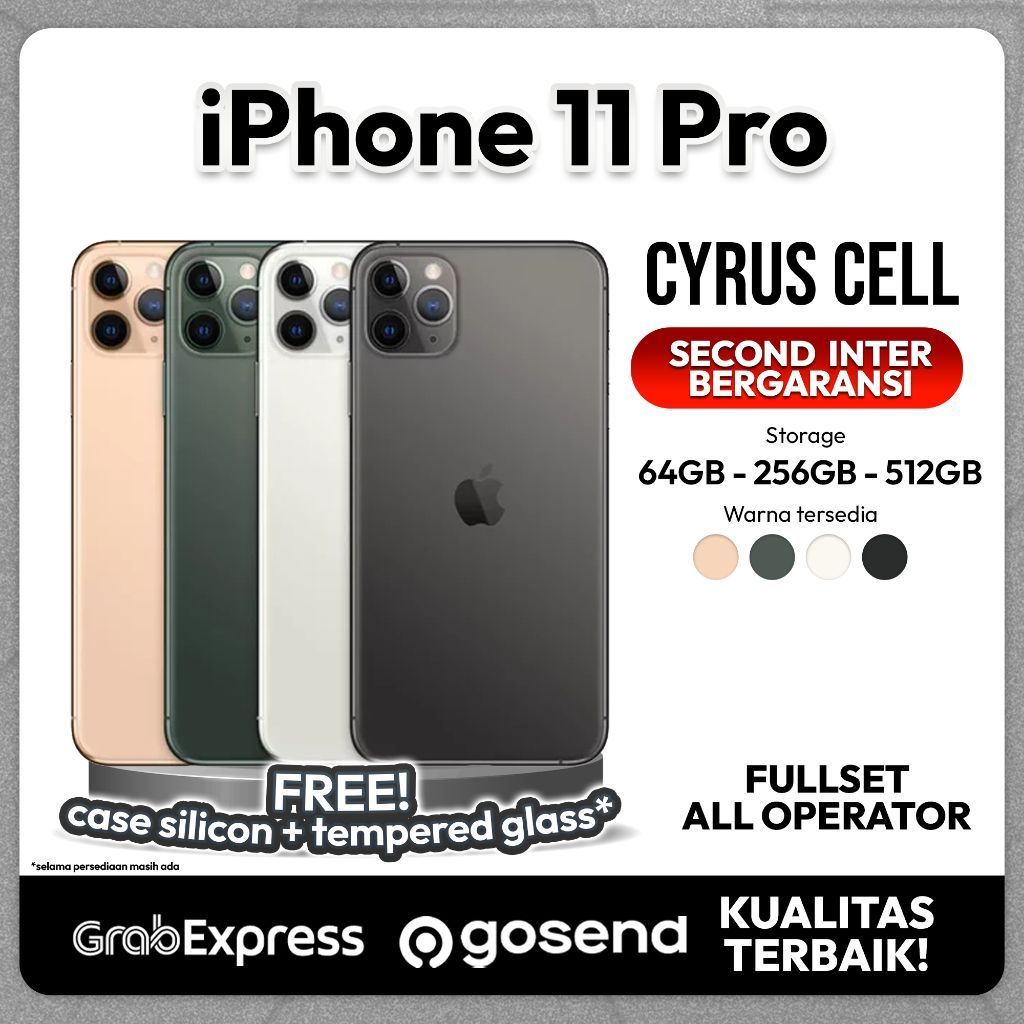 APPLE iPhone 11 Pro Max Like New Fullset 64GB 256GB 512GB Baterai 85-99% 4 Warna