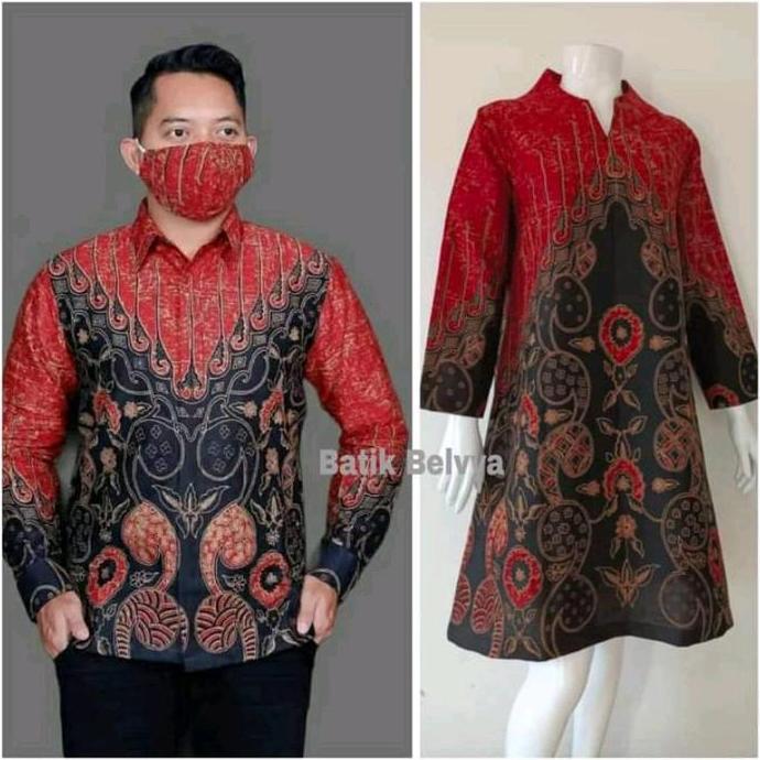 JUAL set couple batik solo bahan katun / Batik sragen / batik solo / dress batik / tunik batik / kem