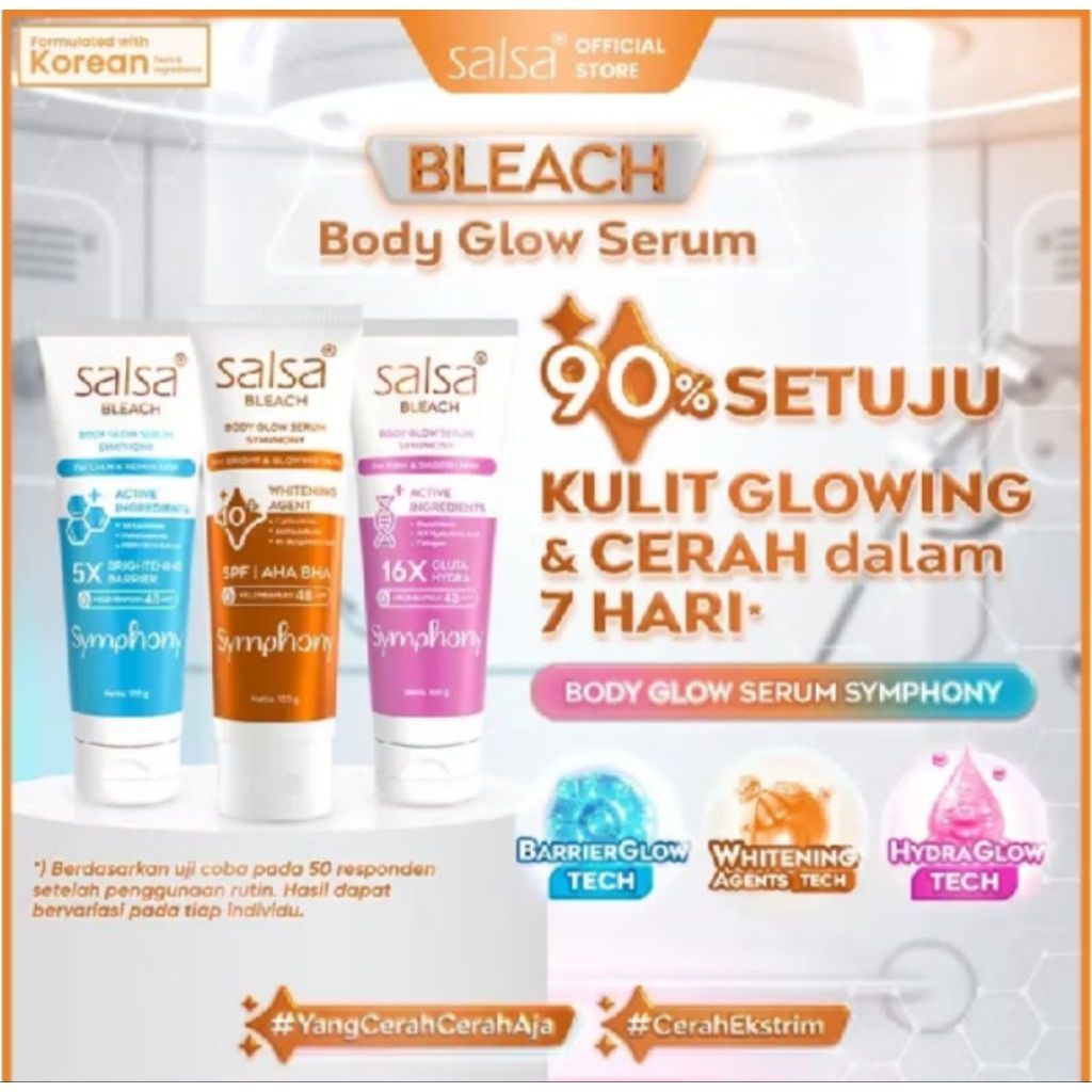 Salsa Bleach Body Glow Serum Symphony 100g - Mencerahkan Kulit 7 Hari Body Lotion Whitening