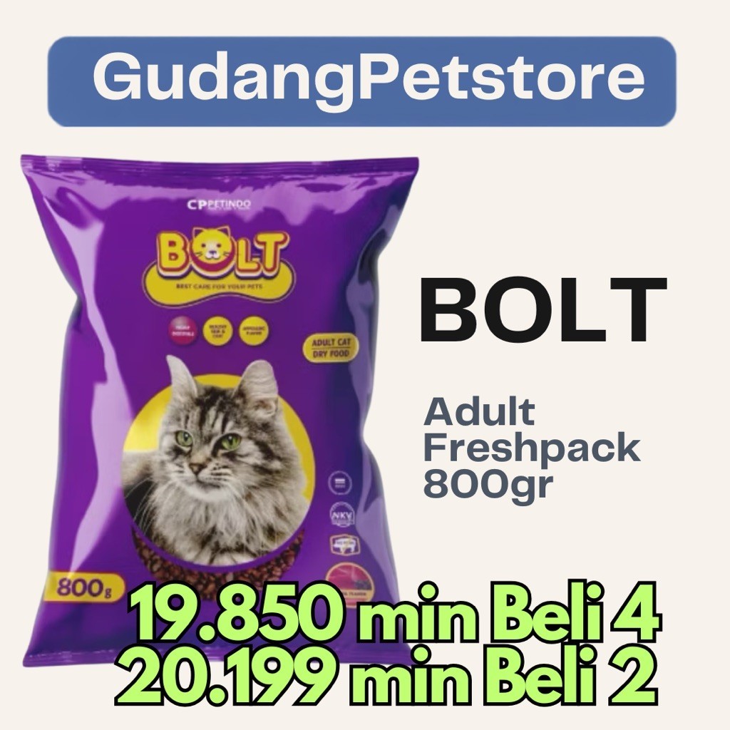 BOLT Makanan Kucing Kering usia 1 tahun ke atas / Dry food Makanan Kucing