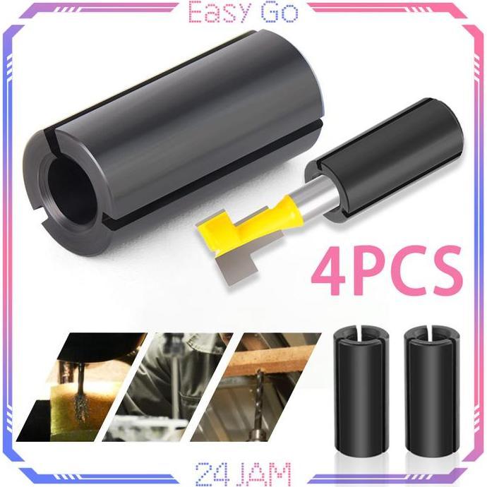SAMBINAKA 4pcs/Set Chuck Collet Sleeve 12,7mm Adapter Mesin Router Adapter Collet Adaptor Router Chu