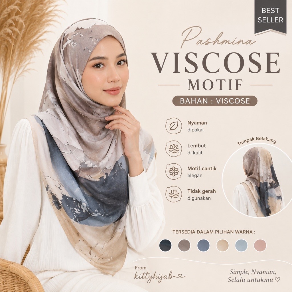KITTY HIJAB - VISCOSE MOTIF | PASHMINA PATTERN | PATTERN HIJAB |