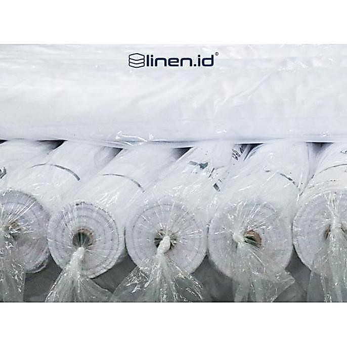 Caysew- Linen | Cotton 300Tc | [Bahan Sprei Putih] Kain Cotton Polos Plain 300Tc Lebar 300 Cm