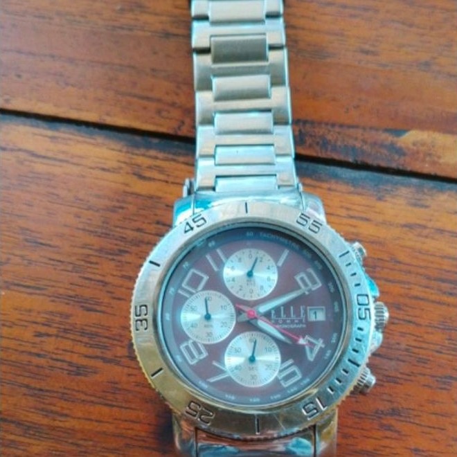 Preloved Jam Tangan Pria ori Merk ELLE HOMME Stainless Steel