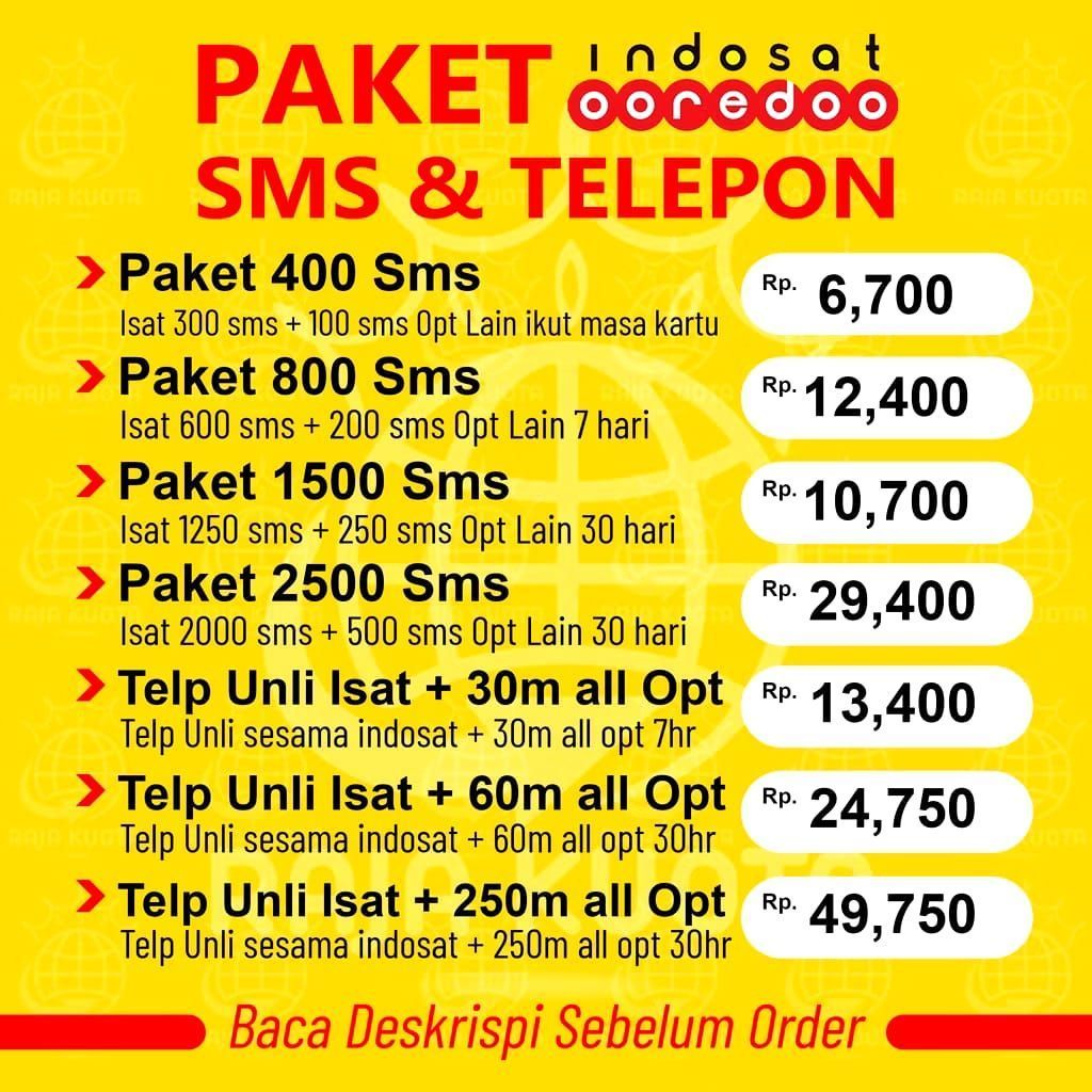 Paket SMS dan nelpon Telepon Indosat Termurah