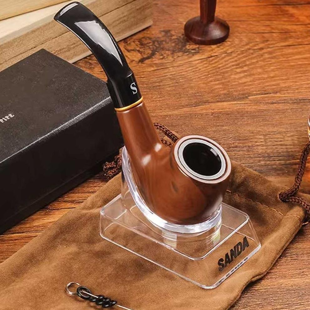 PREMIUM SANDA Pipa Rokok Tembakau Cangklong Tobacco Pipe Resin Ebony Wood - SD103