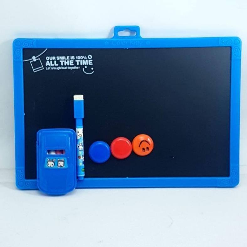 Papan Tulis Black Board Anak+White Board Bolak-Balik OKITOKI Biru 2015