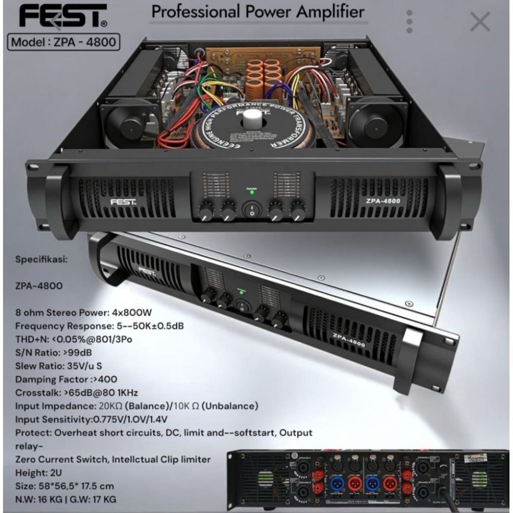 PROFESSIONAL POWER AMPLIFIER FEST ZPA 4800 FEST ZPA4800