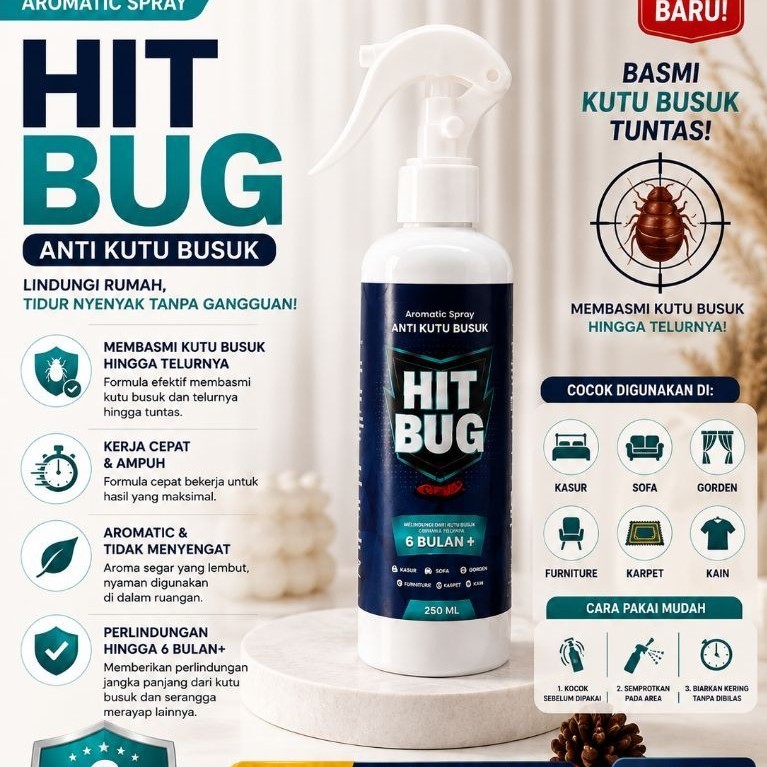 HIT BUG Spray Anti Kutu Busuk 250ml | Pembasmi Kutu Busuk & Telurnya | Aromatic Spray