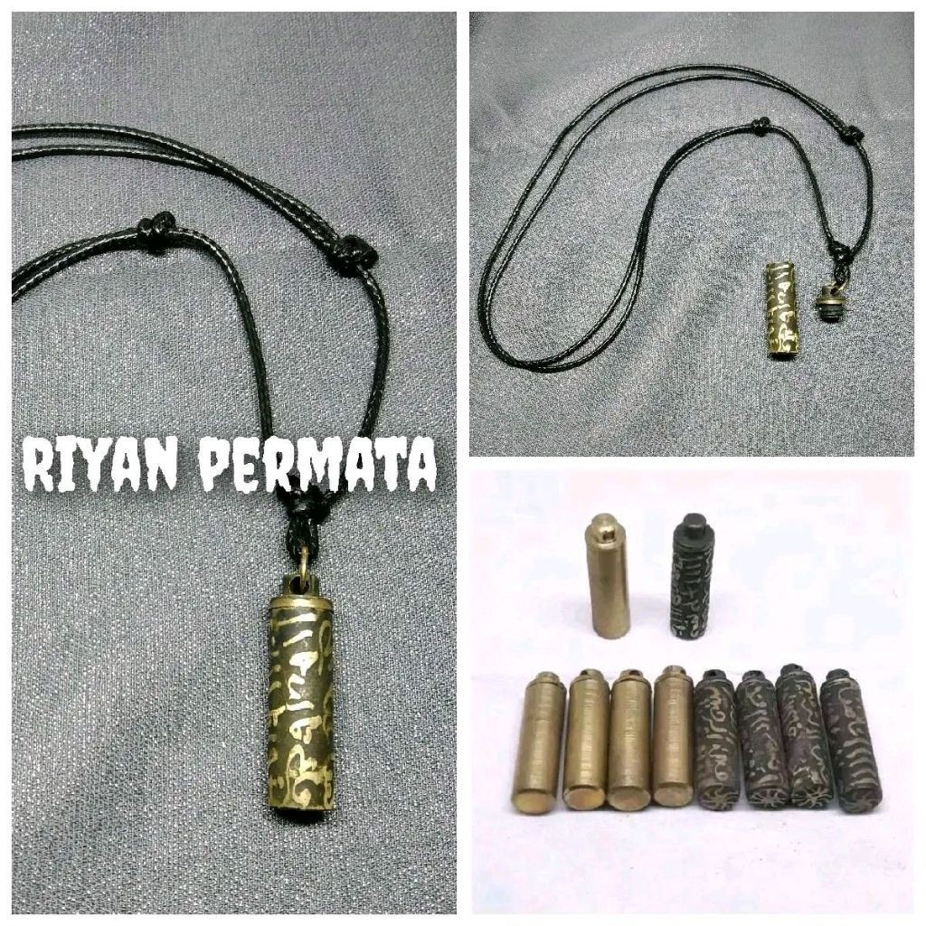 Kalung liontin pria model tabung kuningan