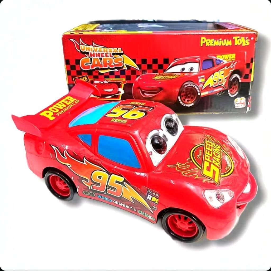 Cars universal premium mainan mobil cars mc queenn lightning racing wheel lampu dan musik
