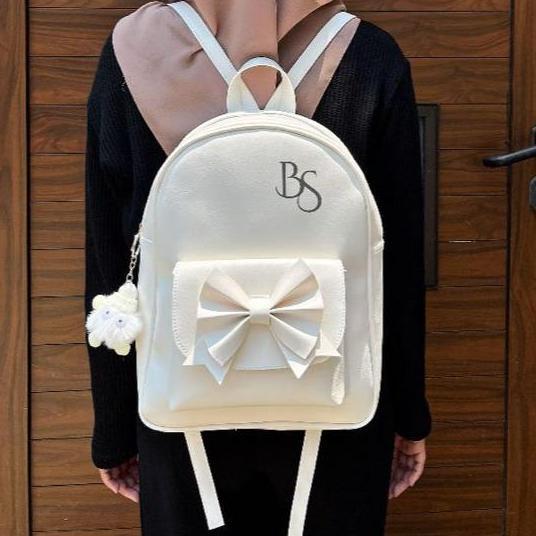 ZAFIRA Tas Ransel Sekolah Wanita Besar Kulit Sintetis Miniso T32 x L9 x P26cm dengan Resleting Tali 