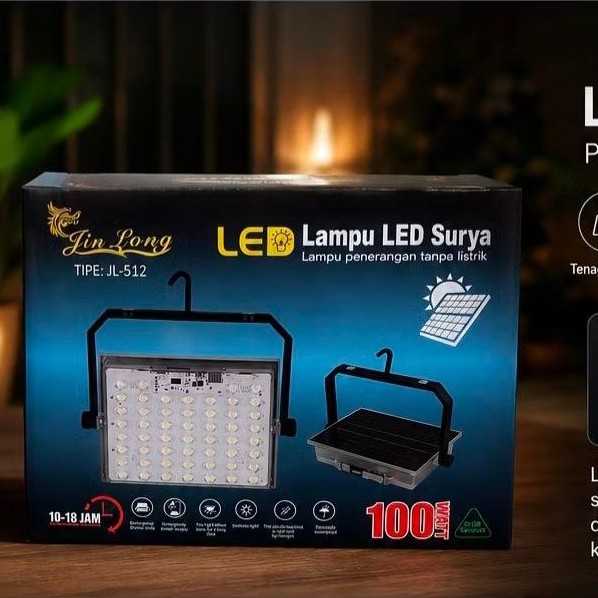 Lampu LED Surya JL-512 Jinlong 100W / charge solar panel cahaya matahari
