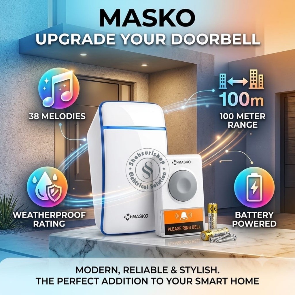 MASKO BELL PINTU MS-028A DOOR BELL WIRELESS BEL TANPA KABEL