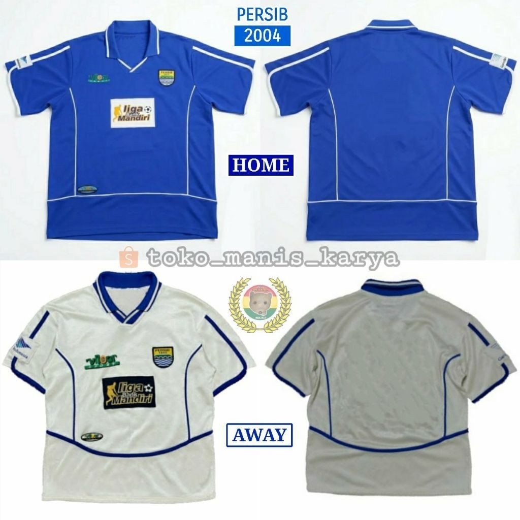 Jersey PERSIB Bandung 2004 Liga Bank MANDIRI Home Away FULL PRINTING dan BORDIR Retro REMAKE Lokal
