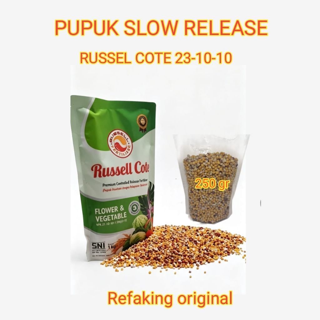 PUPUK SLOW RELEASE RUSSEL COTE 23-10-10 KEMASAN 250GR ORIGINAL REPAKING