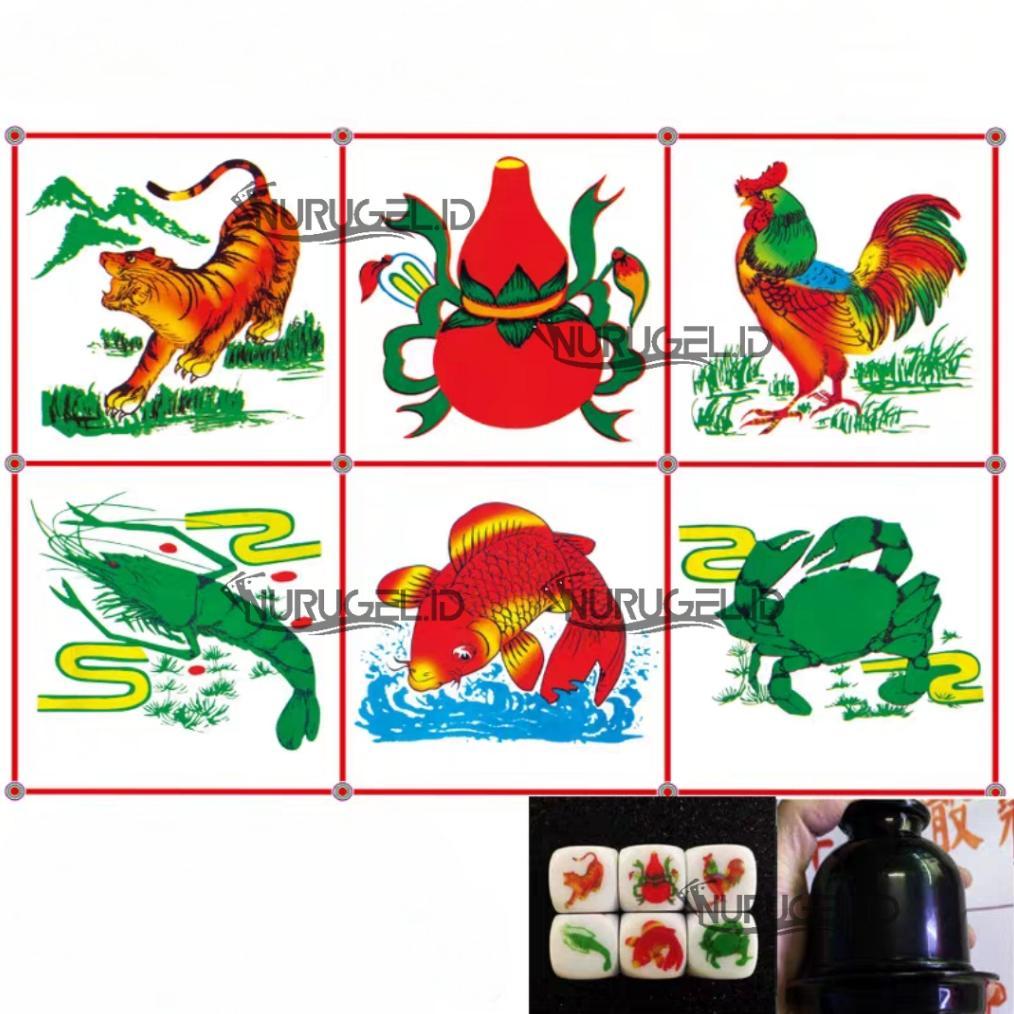 Dadu Koprok Set / Sicbo Dice Game / Bau Cua Diskon