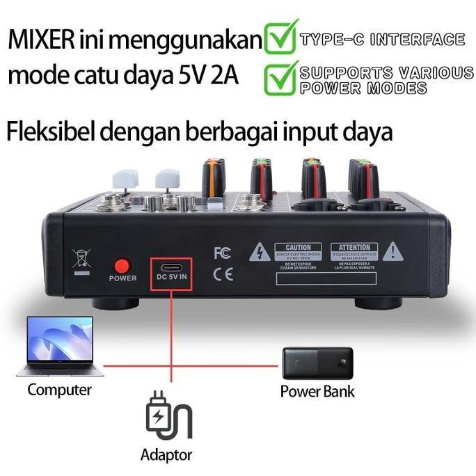 Nada- Feichi  4 Channel Mixer Audio/Mixer Mini/Sound Card/Amplifier Bluetooth Mini Profesional /Soun