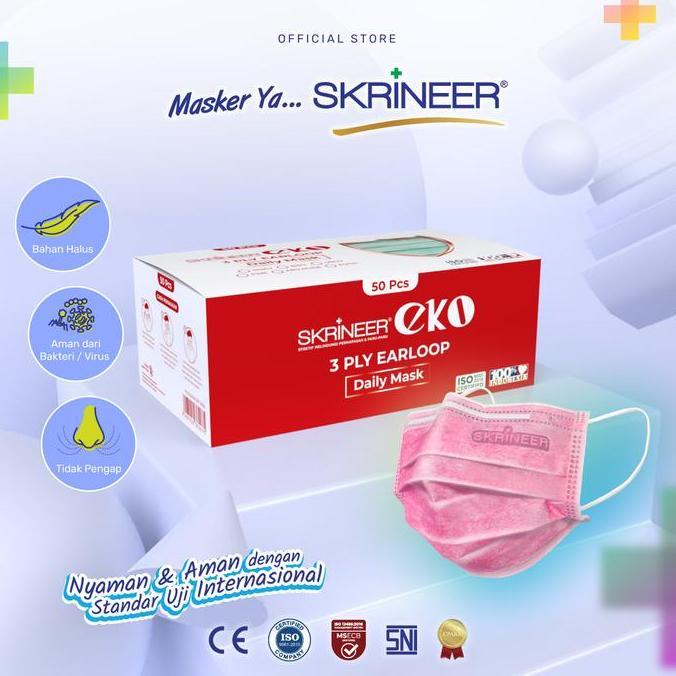 Medico- Skrineer Masker Earloop Eko 3Ply 50 Pcs Color