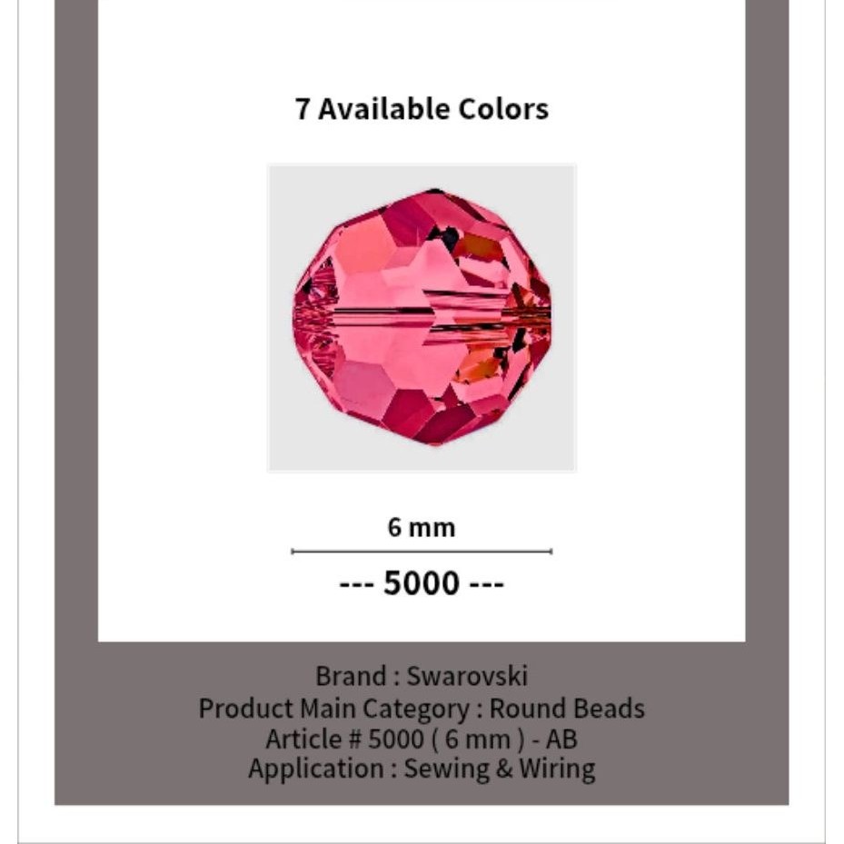 SWAROVSKI - 6 MM AB Round Beads - Article # 5000 - Swarovski Crystal - Swarovski Kristal - Crystal S