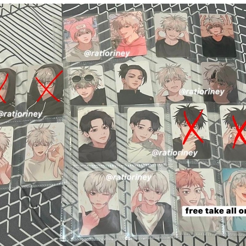 photocard fanart popi25700 jujutsu kaisen jjk gojo satoru geto suguru inumaki toge okkotsu yuta itad