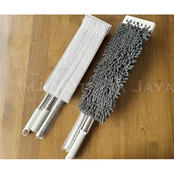 Kain Pel Lap Lantai Microfiber Peras Otomatis Mop Permbersih Putih Tarik