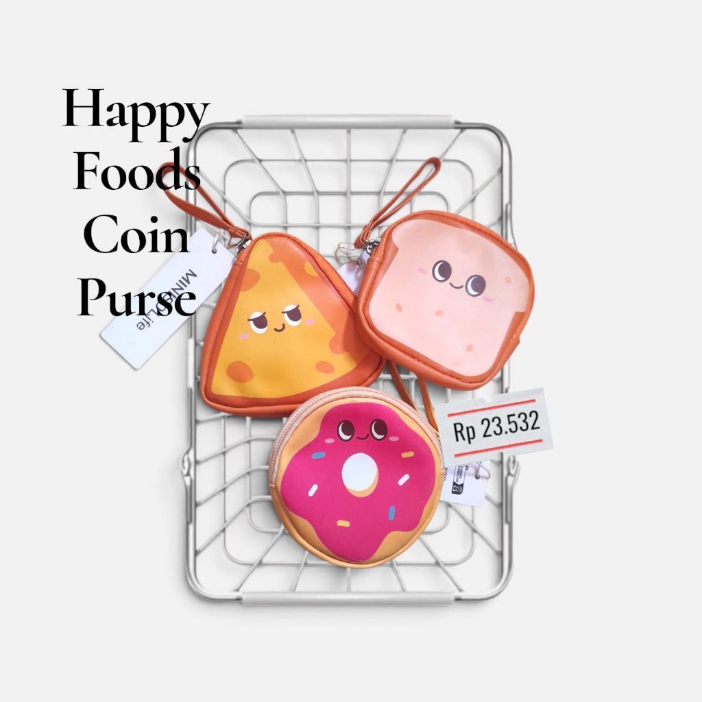 MINISO Happy Foods Collection Coin Purse Dompet Koin Karakter Lucu Original
