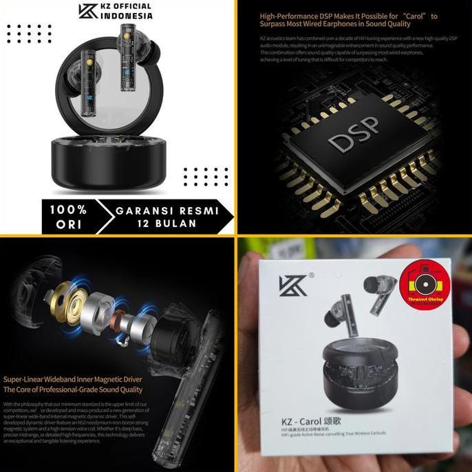 BEBAS ONGKIR - TWS KZ Carol ANC 55db 6Mics AI Hifi Earbuds wireless Bluetooth