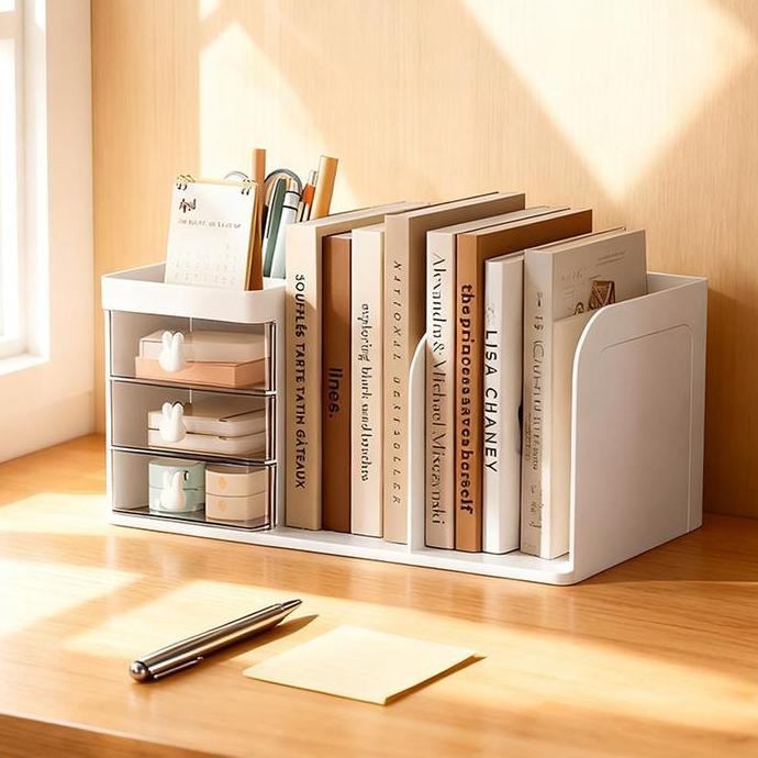 Rak Buku Meja Rak Laci Organizer Serbaguna | Tempat Alat Tulis + Pen Holder Minimalis HCS