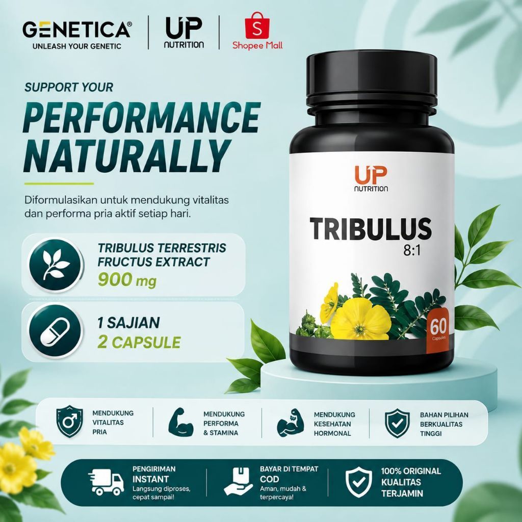UP Nutrition Tribulus 60 Kapsul - Suplemen Herbal Tribulus Terrestris untuk Membantu Memelihara Stam