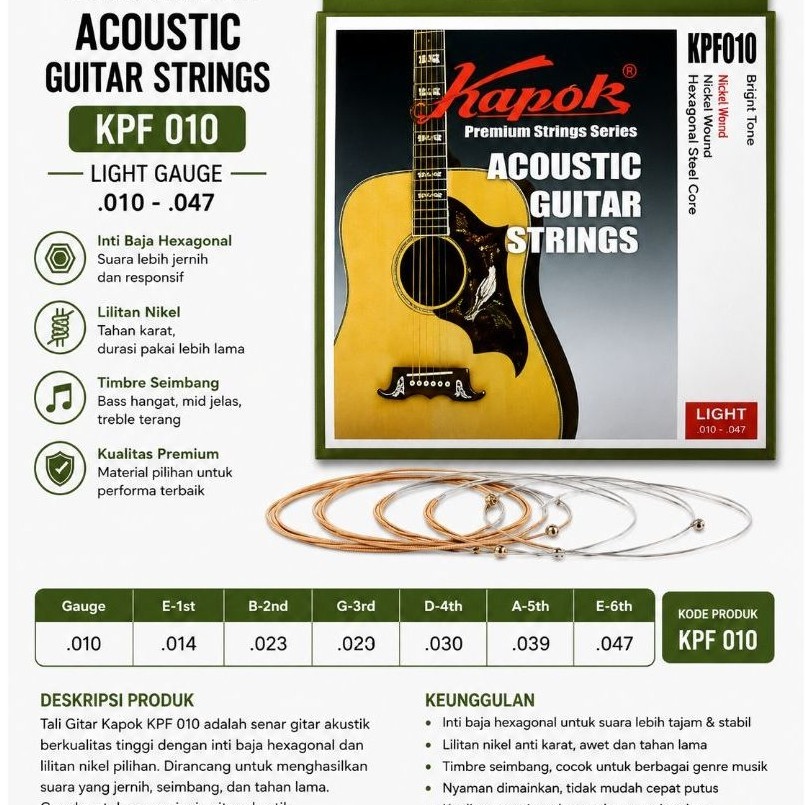 Tali Gitar Kapok / Senar Gitar Kapok Akustik Asli