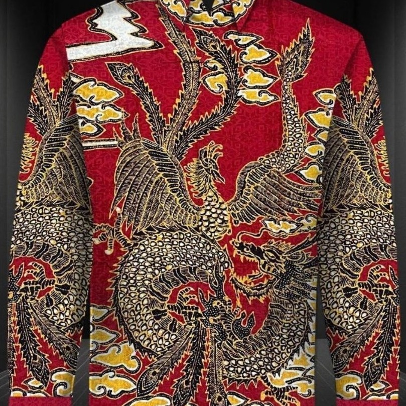 kain batik tulis pria bahan sutra halus warna merah mewah batik pria