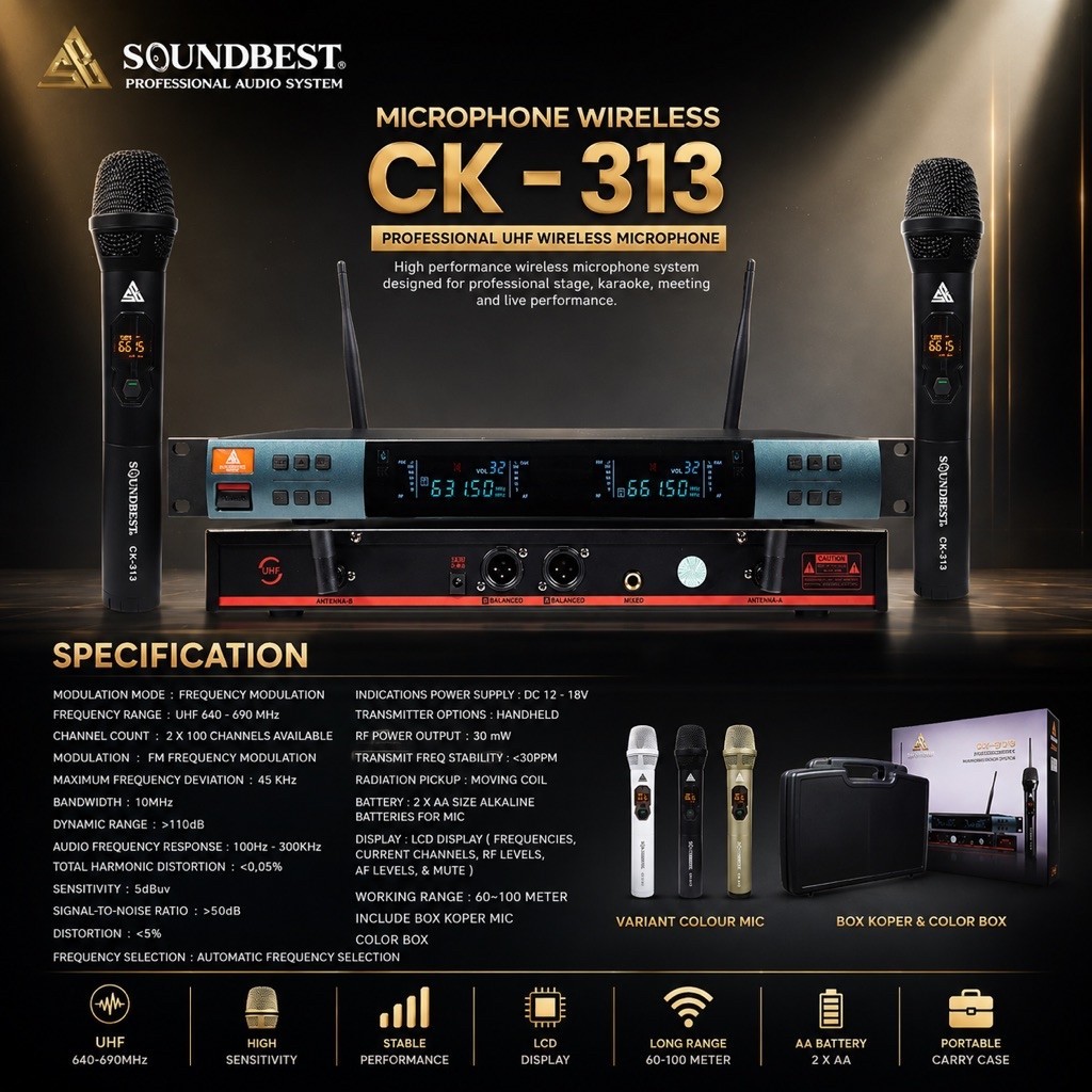 Mic Wireless Soundbest CK 313 Original