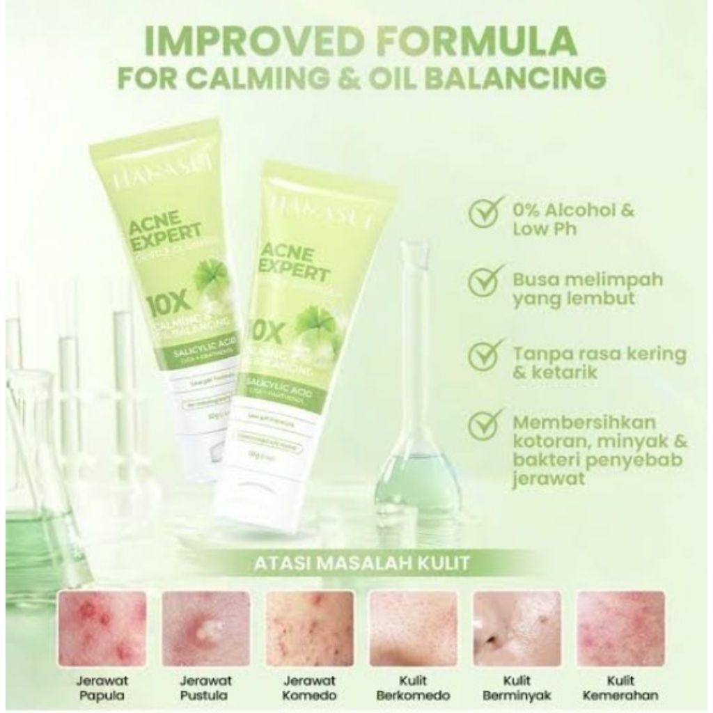 Hanasui acne cream Day and night facial wash dan suncrean