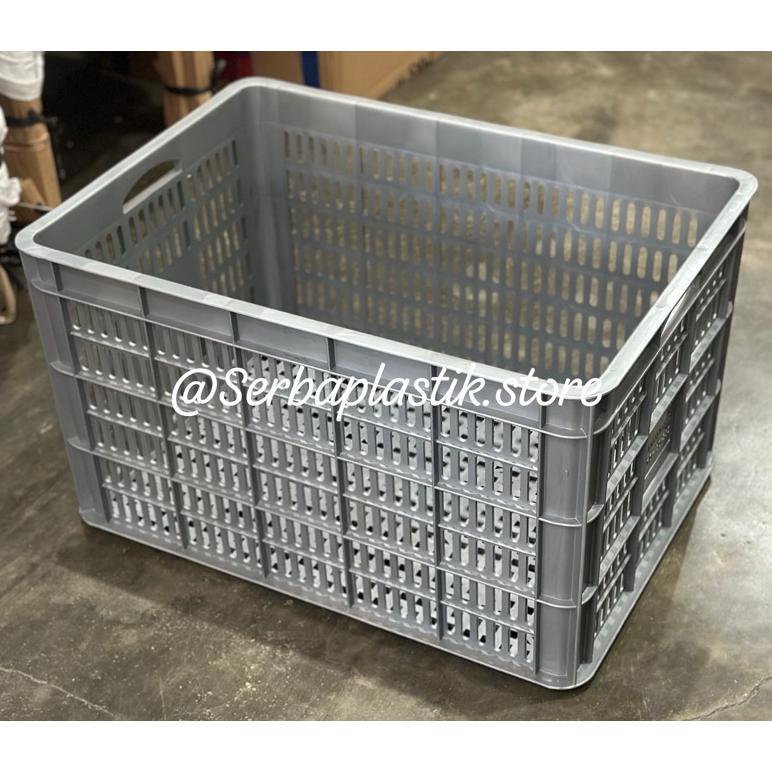 PROMO keranjang abu tatak size JUMBO / rak susun kontainer abu pabrik / krat buah sayur rak organise