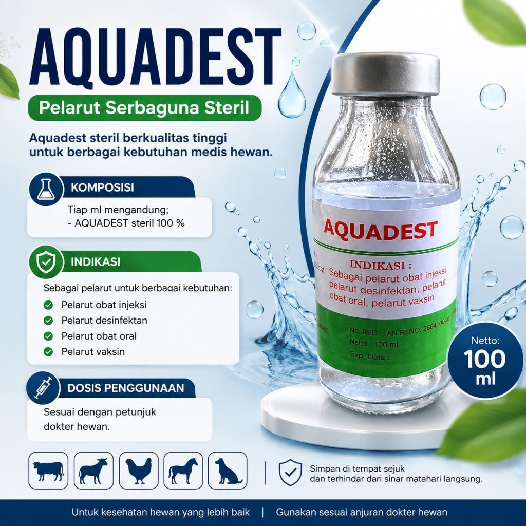 AQUADEST, pelarut obat injeksi dan oral.