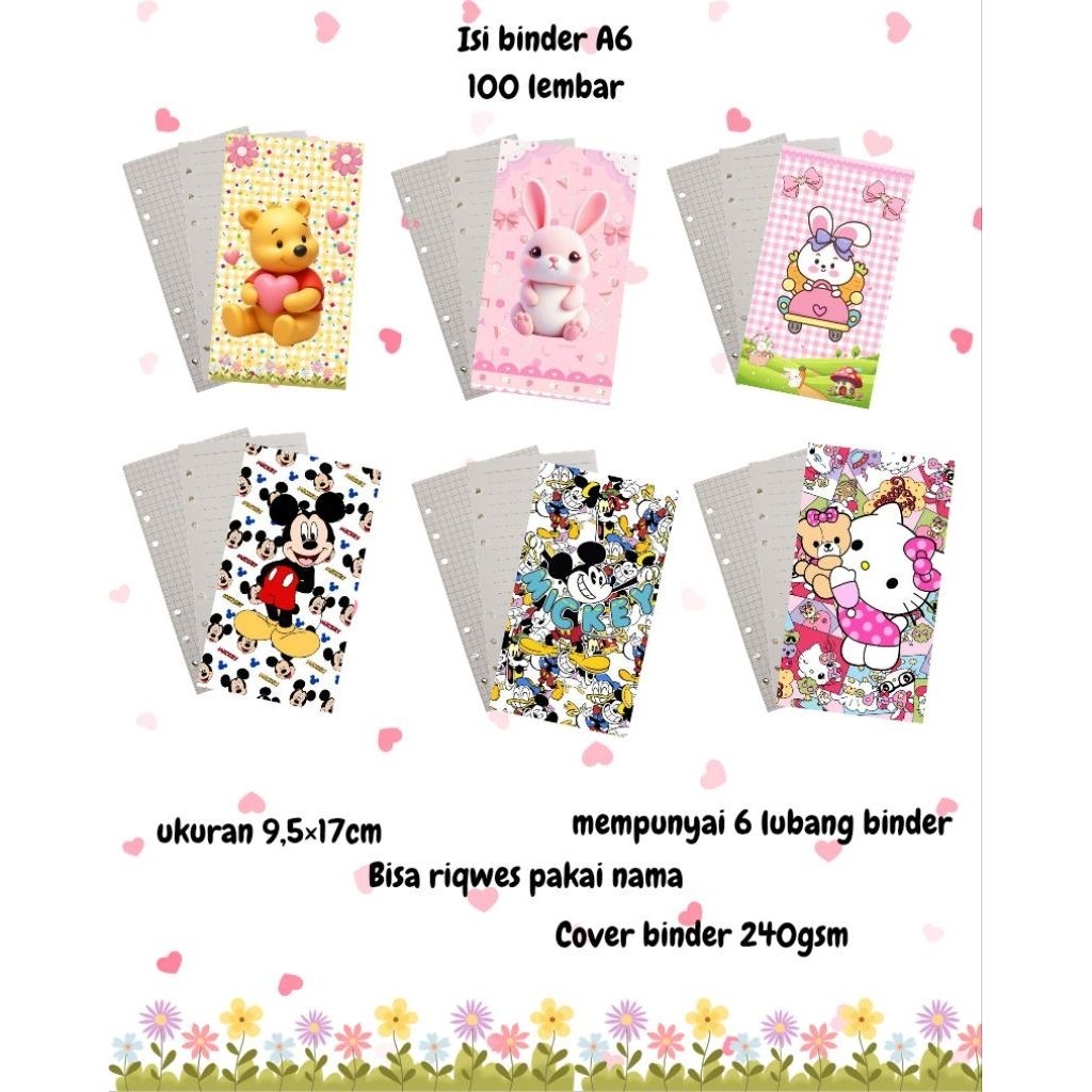 isi binder a6 100 lembar (bonus cover)