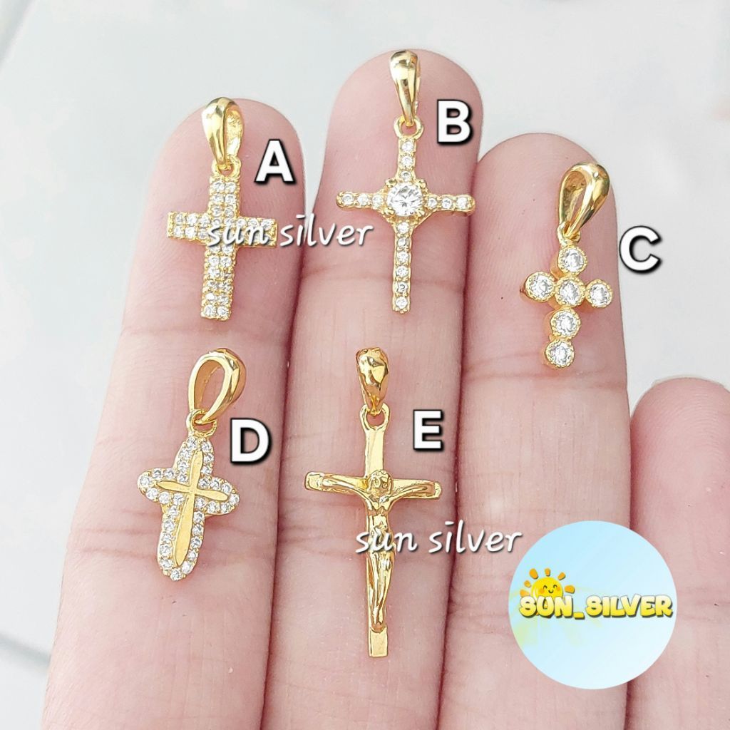 LIONTIN SALIB GOLD PERAK 925 LAPIS KUNING