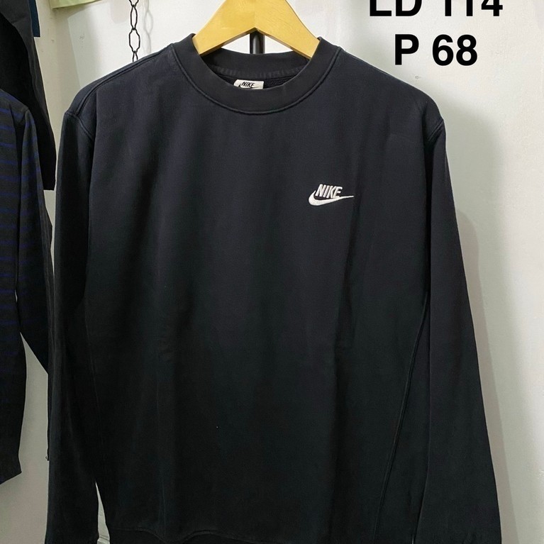 (68x57cm tanpa ditarik) CN Crewneck Sweater Sweatshirt Nike black logo bordir