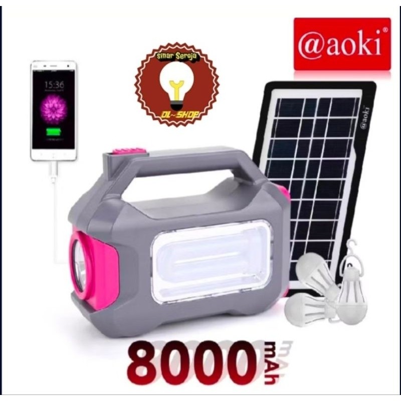 Solar Lighting Mobil Power Sistem 8 mAh / AOKI AK-1101 / AK-1100 Power Bank Multi Fungsi AOKI Bagus 
